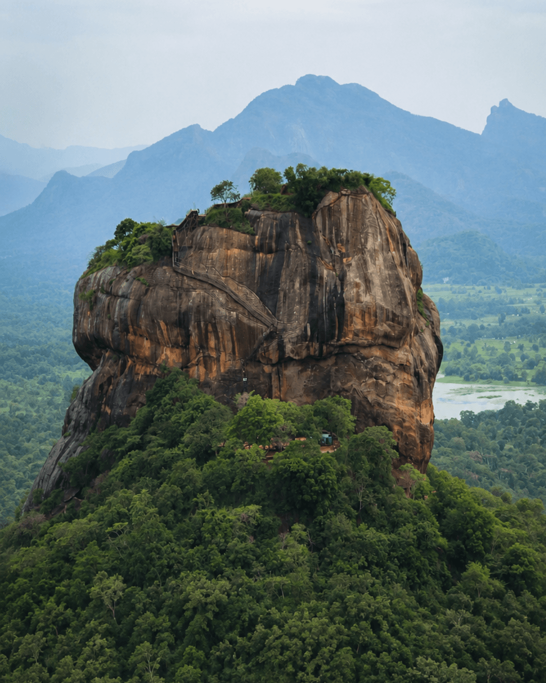 Sigiriya and the Cultural Triangle from the air at dawn