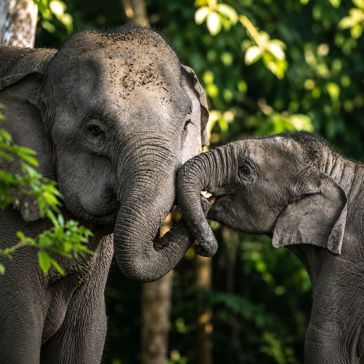 Elephants crossing dry-zone scrub at golden hour