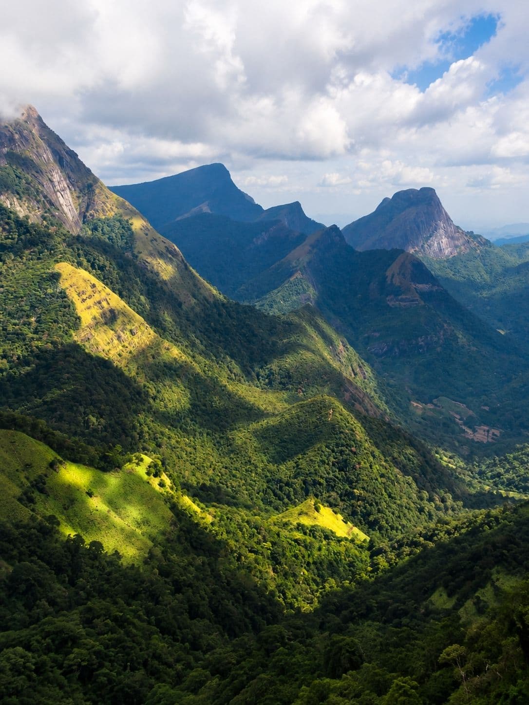 The folded ridgeline of the Knuckles range under moving cloud